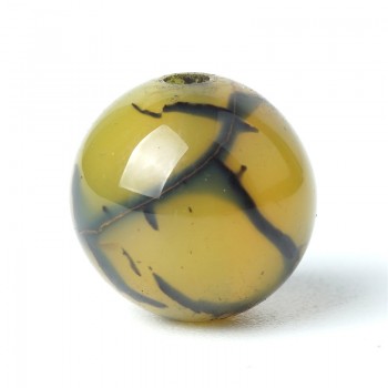 New Natural Gemstone Beads Yellow Agate Loose Round Charms Turquoise Black Vein Bead 8mm Ball Stone For Women DIY Jewelry Making