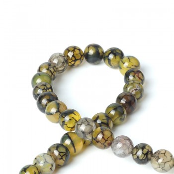New Natural Gemstone Beads Yellow Agate Loose Round Charms Turquoise Black Vein Bead 8mm Ball Stone For Women DIY Jewelry Making