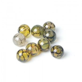 New Natural Gemstone Beads Yellow Agate Loose Round Charms Turquoise Black Vein Bead 8mm Ball Stone For Women DIY Jewelry Making