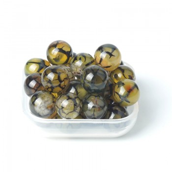 New Natural Gemstone Beads Yellow Agate Loose Round Charms Turquoise Black Vein Bead 8mm Ball Stone For Women DIY Jewelry Making