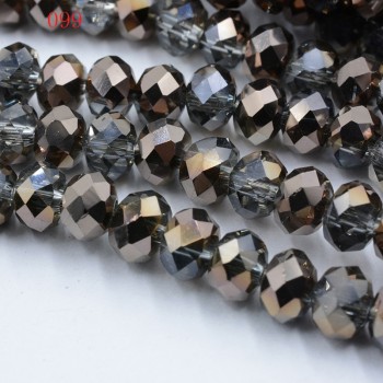 FLTMRH  Wholesale 70pcs 8mm Rondelle Faceted Crystal jewelry Porcelain Glass Loose Spacer Beads White copper Black