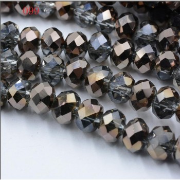 FLTMRH  Wholesale 70pcs 8mm Rondelle Faceted Crystal jewelry Porcelain Glass Loose Spacer Beads White copper Black
