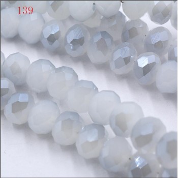 FLTMRH  Wholesale 70pcs 8mm Rondelle Faceted Crystal jewelry Porcelain Glass Loose Spacer Beads White copper Black