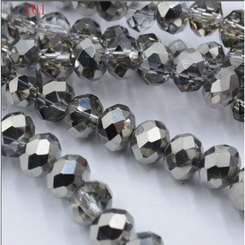 FLTMRH  Wholesale 70pcs 8mm Rondelle Faceted Crystal jewelry Porcelain Glass Loose Spacer Beads White copper Black