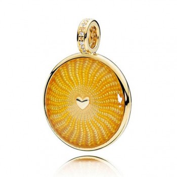 EDELL 100% 925 Sterling Silver 1:1 Charm 18K Gold Bee Honeycomb Honey Temperament Sunshine Beaded Pendant Heart Shaped Women