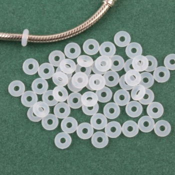 ZMZY 50pcs/Lot European Style White Rubber Clip Charms Safety Stopper Bead Fits Pandora Bracelets amp; Necklaces Jewelry Gift