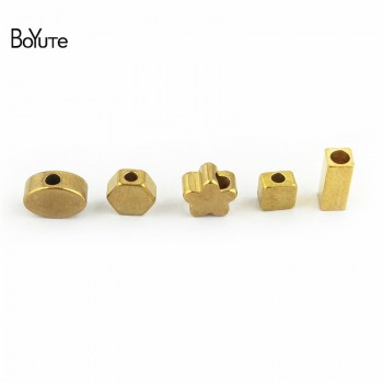 BoYuTe 100Pcs Metal Brass Geometric Squre Oval Star Beads Diy Hand Made Spacer Beads Jewelry Making