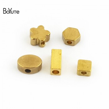 BoYuTe 100Pcs Metal Brass Geometric Squre Oval Star Beads Diy Hand Made Spacer Beads Jewelry Making