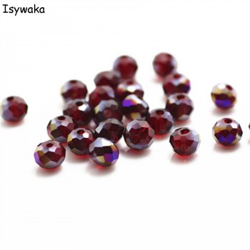 Isywaka Dark Red Colors 4*6mm 50pcs Rondelle  Austria faceted Crystal Glass Beads Loose Spacer Round Beads for Jewelry Making