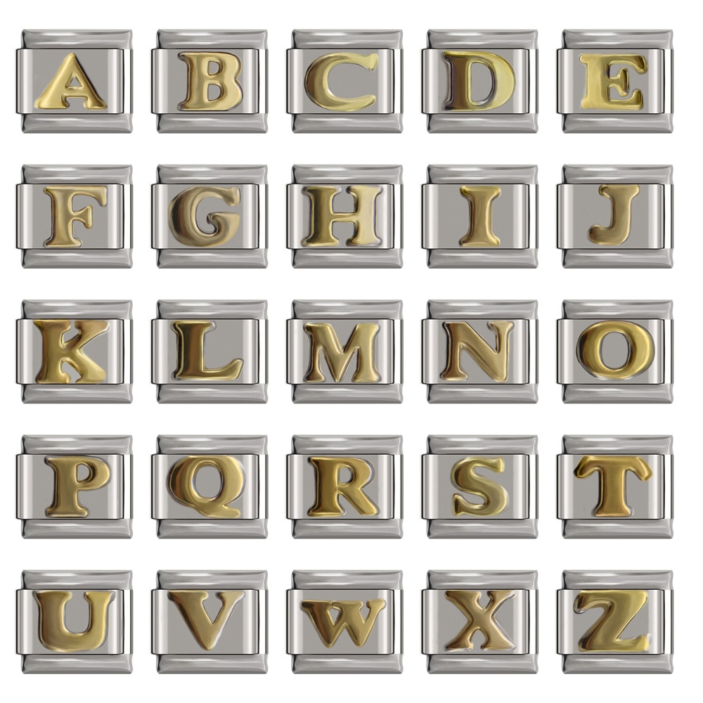 Hapiship 2018 9mm Width Original Daisy Gold 26 Letters A-Z Italian Charm Fit 9mm Bracelet Stainless Steel Jewelry Making DJ110