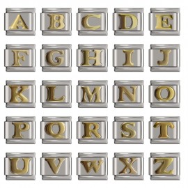 Hapiship 2018 9mm Width Original Daisy Gold 26 Letters A-Z Italian Charm Fit 9mm Bracelet Stainless Steel Jewelry Making DJ110