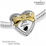 FANDOLA 14K Gold Beads Fit Charms Bracelets 925 Sterling Silver Wedding Heart Clear CZ Beads for Jewelry Making Berloque