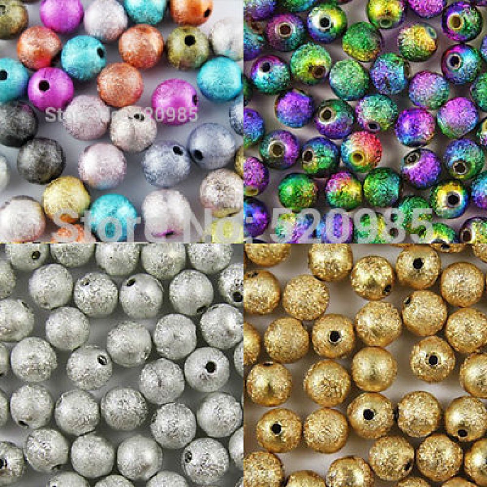 Mixed/Silver/Gold/Rainbow Stardust Acrylic Round Ball Spacer Beads Charms Findings 4/6/8/10/12/20mm For Jewelry Making Craft DIY