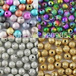 Mixed/Silver/Gold/Rainbow Stardust Acrylic Round Ball Spacer Beads Charms Findings 4/6/8/10/12/20mm For Jewelry Making Craft DIY