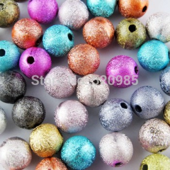 Mixed/Silver/Gold/Rainbow Stardust Acrylic Round Ball Spacer Beads Charms Findings 4/6/8/10/12/20mm For Jewelry Making Craft DIY