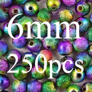 Mixed/Silver/Gold/Rainbow Stardust Acrylic Round Ball Spacer Beads Charms Findings 4/6/8/10/12/20mm For Jewelry Making Craft DIY