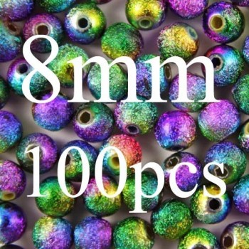 Mixed/Silver/Gold/Rainbow Stardust Acrylic Round Ball Spacer Beads Charms Findings 4/6/8/10/12/20mm For Jewelry Making Craft DIY