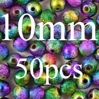 Mixed/Silver/Gold/Rainbow Stardust Acrylic Round Ball Spacer Beads Charms Findings 4/6/8/10/12/20mm For Jewelry Making Craft DIY