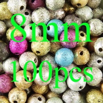 Mixed/Silver/Gold/Rainbow Stardust Acrylic Round Ball Spacer Beads Charms Findings 4/6/8/10/12/20mm For Jewelry Making Craft DIY