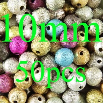 Mixed/Silver/Gold/Rainbow Stardust Acrylic Round Ball Spacer Beads Charms Findings 4/6/8/10/12/20mm For Jewelry Making Craft DIY
