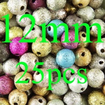 Mixed/Silver/Gold/Rainbow Stardust Acrylic Round Ball Spacer Beads Charms Findings 4/6/8/10/12/20mm For Jewelry Making Craft DIY