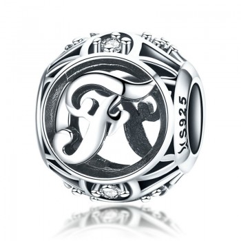 WOSTU Genuine 925 Sterling Silver Fashion Letter A-Z Beads Charm fit Original Bracelet Necklace Woman DIY Jewelry Making CQC738