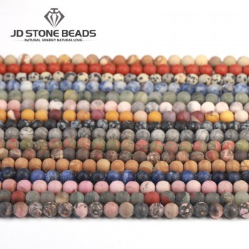 18 Color Natural Matte Assorted Gemstone Round Loose Stone Frost gemstone beads for   Bracelet  Making