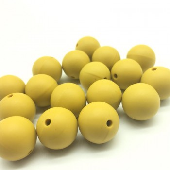 Teeny Beads 10PCS Mustard Yellow Loose Silicone Beads for Teething Necklace baby Beads For chew Teether BPA free Loose Beads