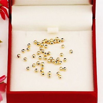 1PCS Pure Solid Au750 18K Yellow Gold Beads /Womens Lucky 3mm Beads Pendant