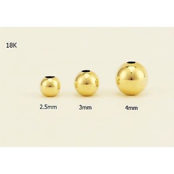 1PCS Pure Solid Au750 18K Yellow Gold Beads /Womens Lucky 3mm Beads Pendant