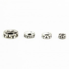 50PCS 6mm 8mm 10mm 12mm Metal Alloy Antique Silver Spacer Beads Hole Beads Flat Beads Nepal Buddha Beads For Jewelry Making