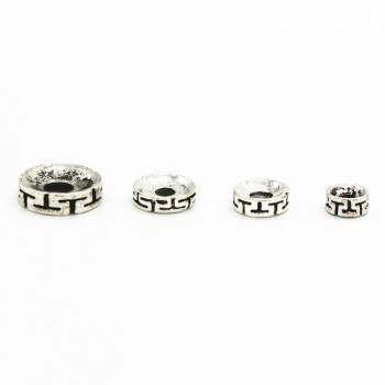 50PCS 6mm 8mm 10mm 12mm Metal Alloy Antique Silver Spacer Beads Hole Beads Flat Beads Nepal Buddha Beads For Jewelry Making