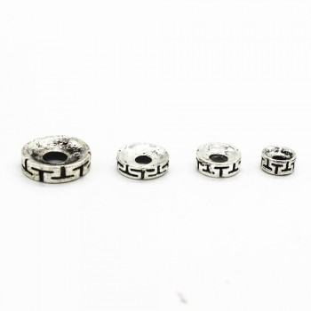 50PCS 6mm 8mm 10mm 12mm Metal Alloy Antique Silver Spacer Beads Hole Beads Flat Beads Nepal Buddha Beads For Jewelry Making