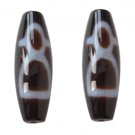 Amulet Grade AAA Agate Natural Wealth Men Tibetan Dzi Beads Oval 13x38mm Hole:Approx 2mm Free Shipping