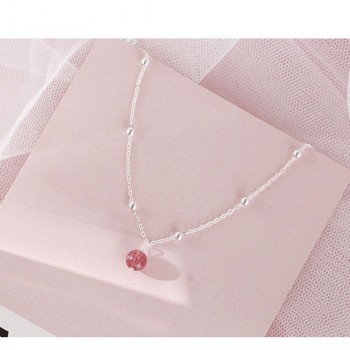 Aiersen 2018 Women Anklet S925 Silver Strawberry Crysta Moonstone Leg Bracelet Girl Simple Anklets 925 Sliver Chain Fine Jewelry