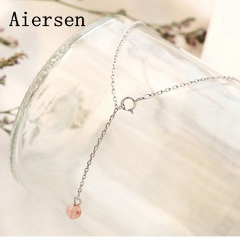 Aiersen 2018 Women Anklet S925 Silver Strawberry Crysta Gemstonel Leg Bracelet Girl Cute Anklets 925 Sliver Chain Fine Jewelry