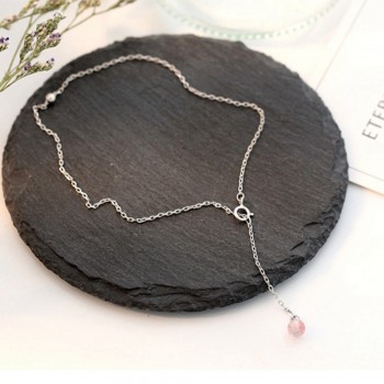 Aiersen 2018 Women Anklet S925 Silver Strawberry Crysta Gemstonel Leg Bracelet Girl Cute Anklets 925 Sliver Chain Fine Jewelry
