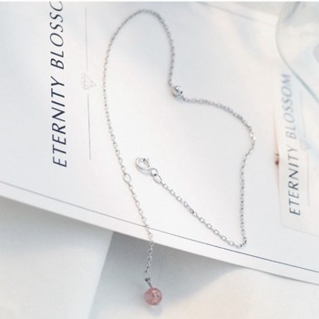 Aiersen 2018 Women Anklet S925 Silver Strawberry Crysta Gemstonel Leg Bracelet Girl Cute Anklets 925 Sliver Chain Fine Jewelry