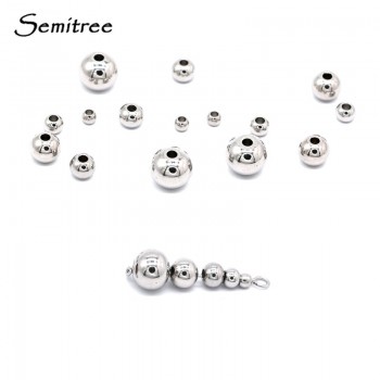 Semitree 50Pcs 3mm 4mm 6mm 8mm Stainless Steel Round Spacer Loose Beads DIY Charm Bracelet Necklace Jewelry Findings Making