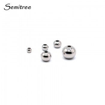 Semitree 50Pcs 3mm 4mm 6mm 8mm Stainless Steel Round Spacer Loose Beads DIY Charm Bracelet Necklace Jewelry Findings Making