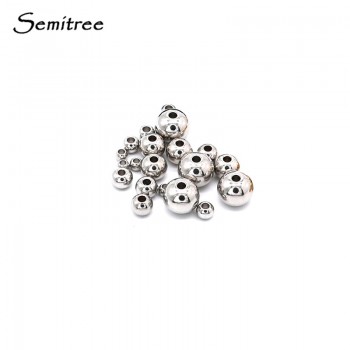 Semitree 50Pcs 3mm 4mm 6mm 8mm Stainless Steel Round Spacer Loose Beads DIY Charm Bracelet Necklace Jewelry Findings Making