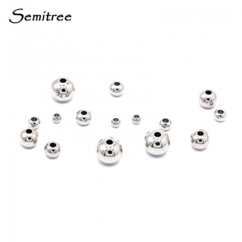 Semitree 50Pcs 3mm 4mm 6mm 8mm Stainless Steel Round Spacer Loose Beads DIY Charm Bracelet Necklace Jewelry Findings Making