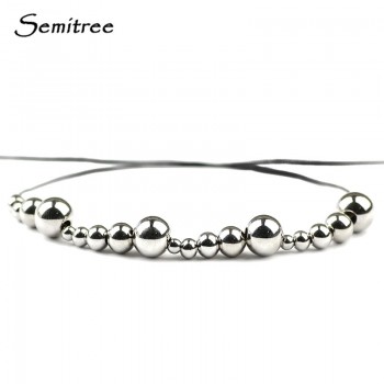 Semitree 50Pcs 3mm 4mm 6mm 8mm Stainless Steel Round Spacer Loose Beads DIY Charm Bracelet Necklace Jewelry Findings Making