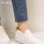 OLOEY Simple Double Layers Chain Ankles Women Girls Prevent Allergy Real 925 Sterling Silver Foot Bracelets Fine Jewelry YMA008