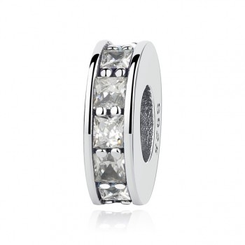 Oringinal 925 Sterling Silver Beads Charm Shining Elegance Clip Stopper Charms CZ Crystal Fit Pandora Bracelets Women Jewelry