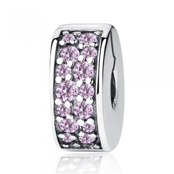 Oringinal 925 Sterling Silver Beads Charm Shining Elegance Clip Stopper Charms CZ Crystal Fit Pandora Bracelets Women Jewelry