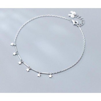 Cute Tinny Thin 100% real. 925 Sterling silver Fine Jewelry Small Stars Anklet Bracelet GTLS610