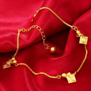 Fashion Hot Sales 24K Gold Anklet Jewelry Chain Charm Man Women Birthday Party Anniversary Gift Jewelry