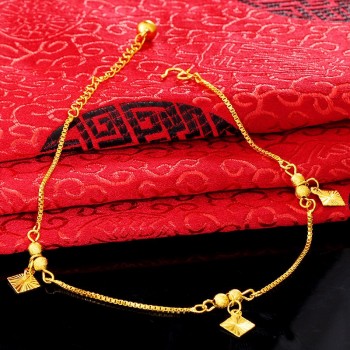 Fashion Hot Sales 24K Gold Anklet Jewelry Chain Charm Man Women Birthday Party Anniversary Gift Jewelry