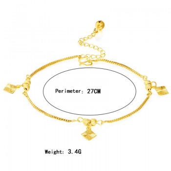 Fashion Hot Sales 24K Gold Anklet Jewelry Chain Charm Man Women Birthday Party Anniversary Gift Jewelry